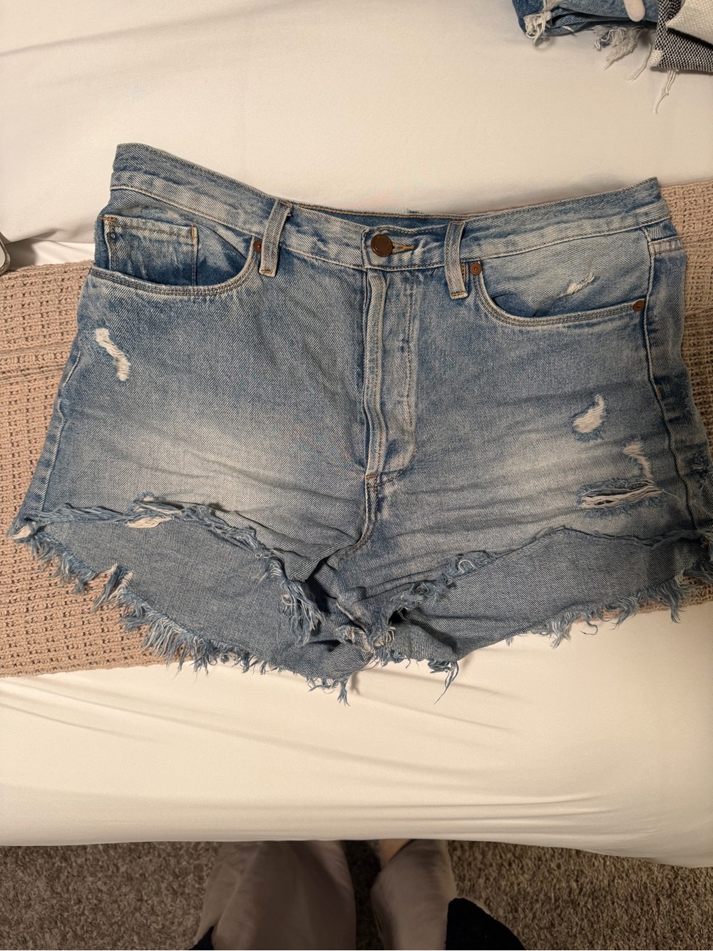 Blank NYC Light Blue Distressed Denim Cutoff Shorts